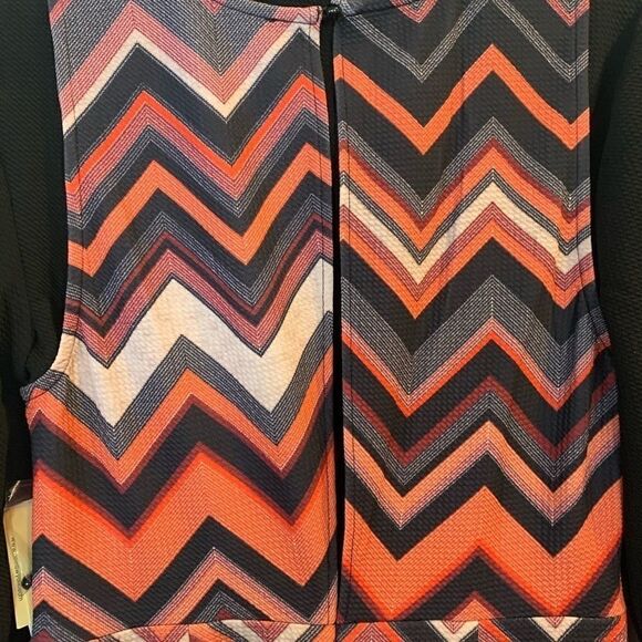 ECI New York Orange and Black Chevron Print Dress - Picture 5 of 11
